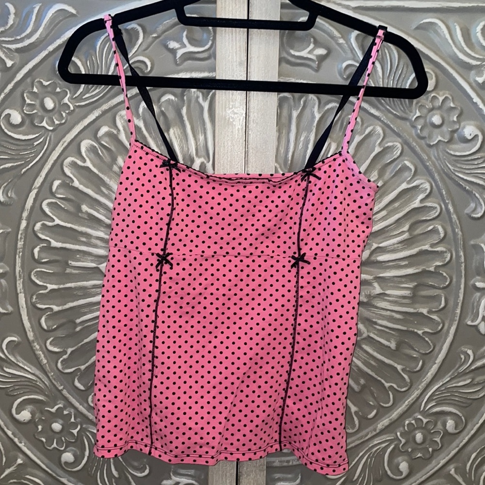 Betsy’s Johnson lingerie pink polka dot tank top